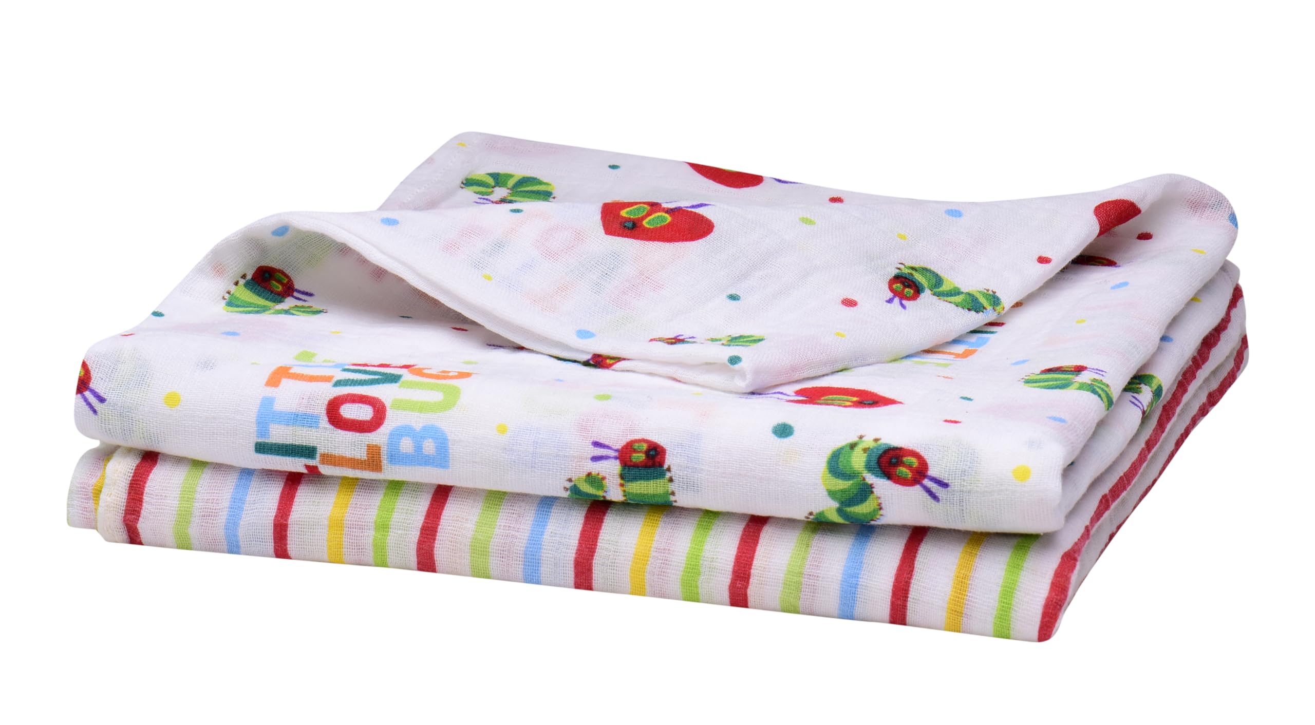 Baby Starters Little Love Bug swaddle blanket features coordinating colors for versatile use on the go.