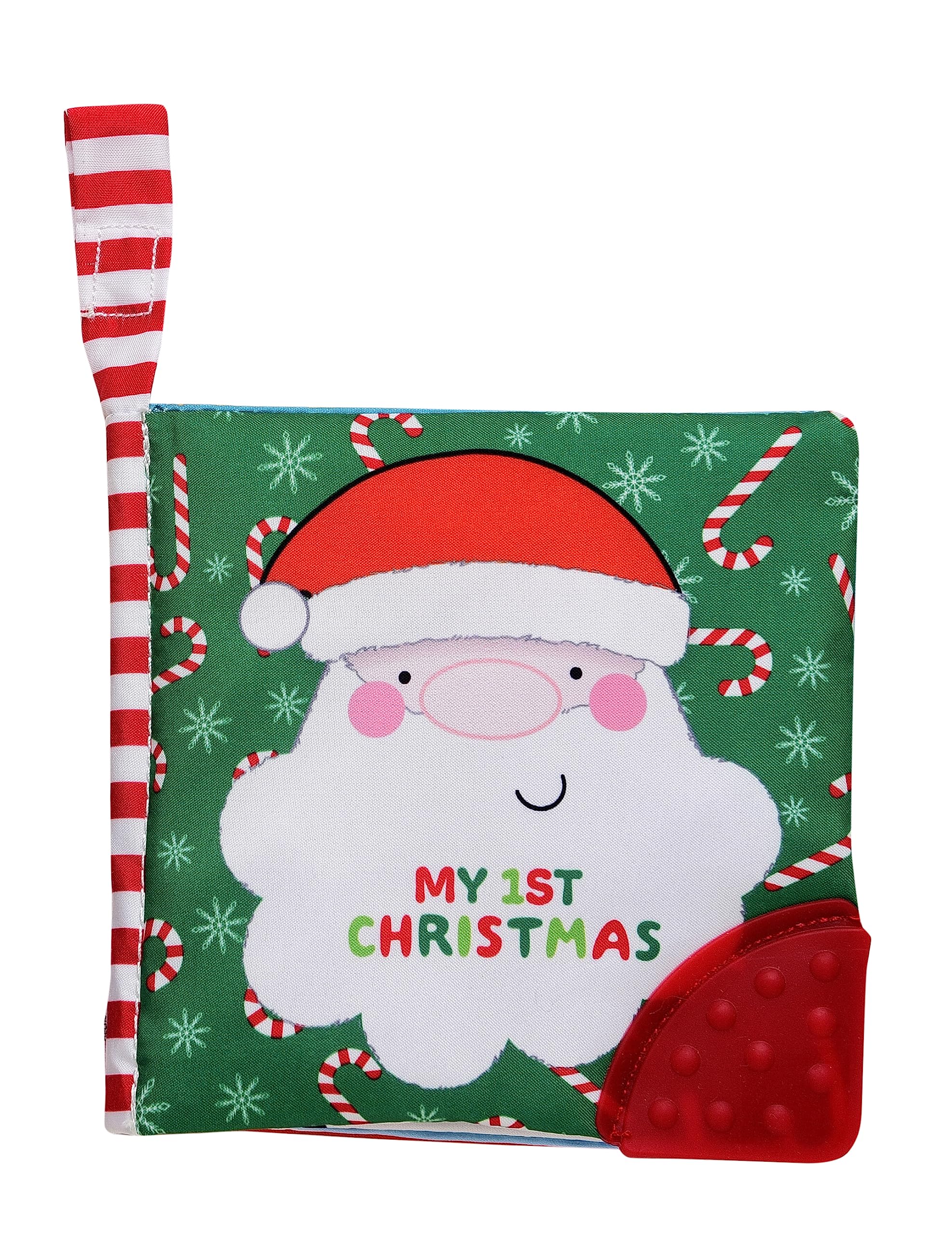 Baby Starters My First Christmas soft activity book cover featuring Santa boosts tactile exploration during playtime