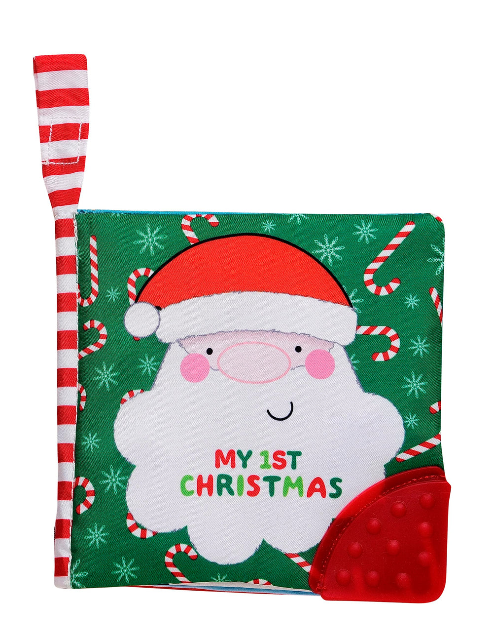 Baby Starters My First Christmas soft activity book cover featuring Santa boosts tactile exploration during playtime