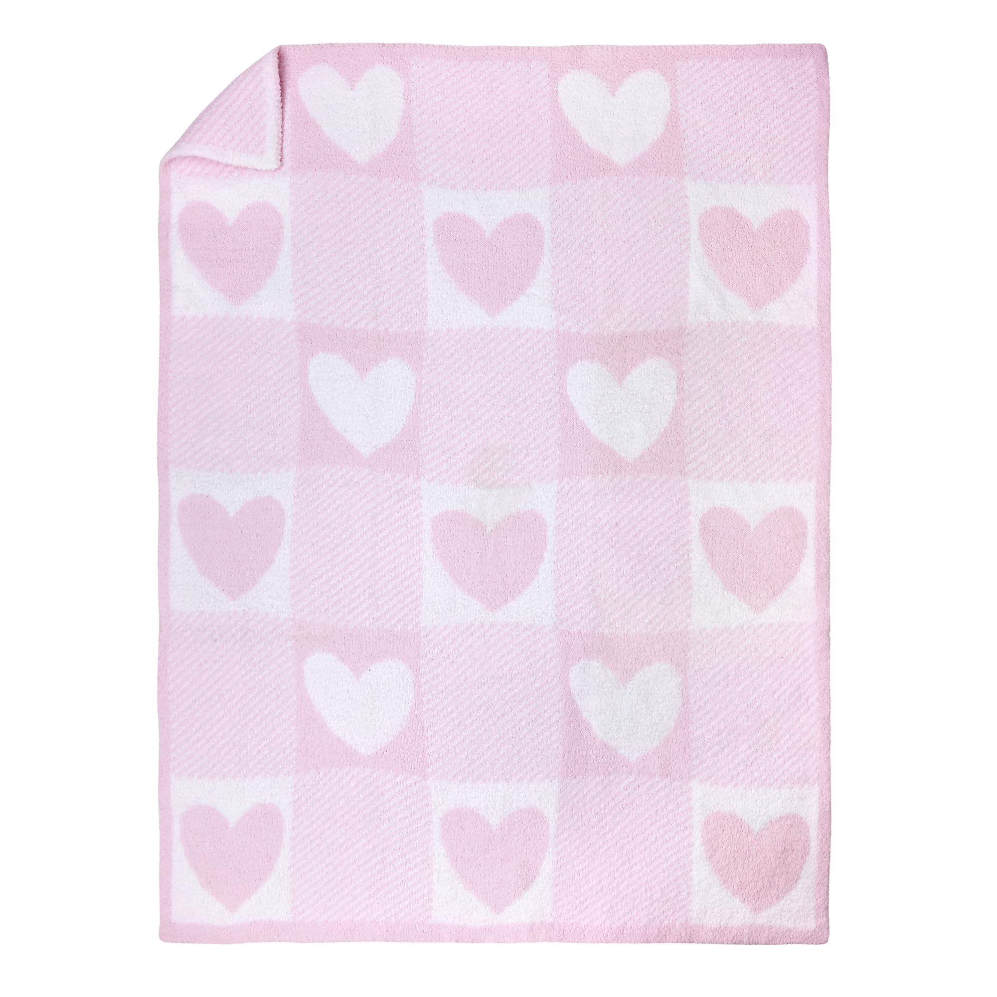 Baby Starters pink and white patchwork blanket folded for nursery warmth