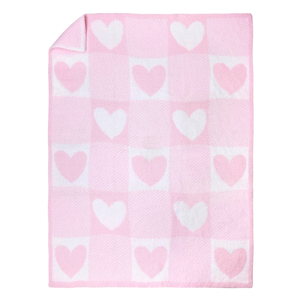 Baby Starters pink and white patchwork blanket folded for nursery warmth