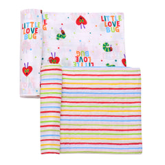 Baby Starters Very Hungry Caterpillar swaddle blanket offers cozy, breathable comfort for newborns.