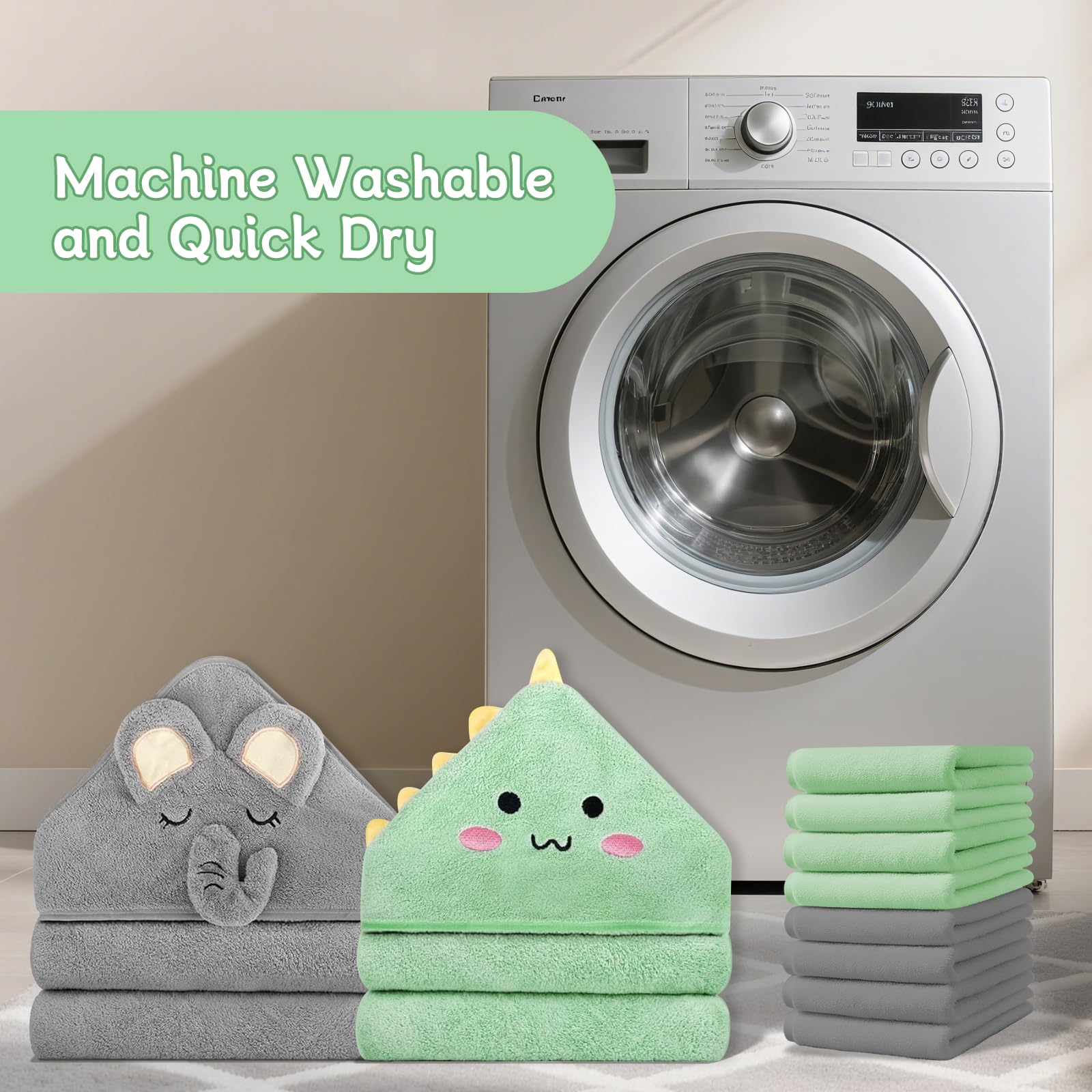 Baby towels set durable washability remains soft after many washes.