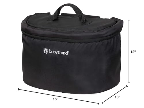 Baby Trend Stroller Wagon Deluxe Storage Basket keeps beverages and snacks within reach.