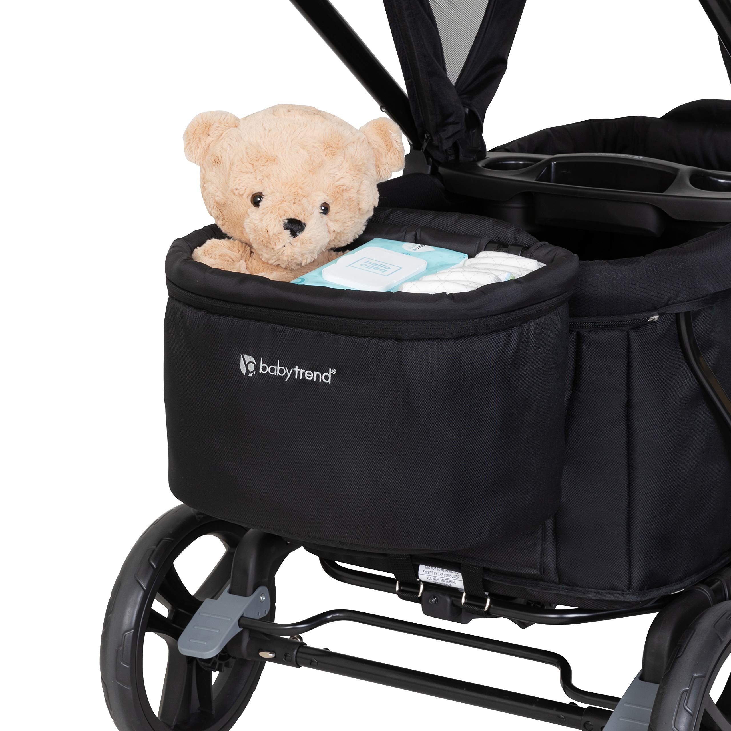 Baby Trend Stroller Wagon Deluxe Storage Basket with carry handle and zippered lid for easy transport.