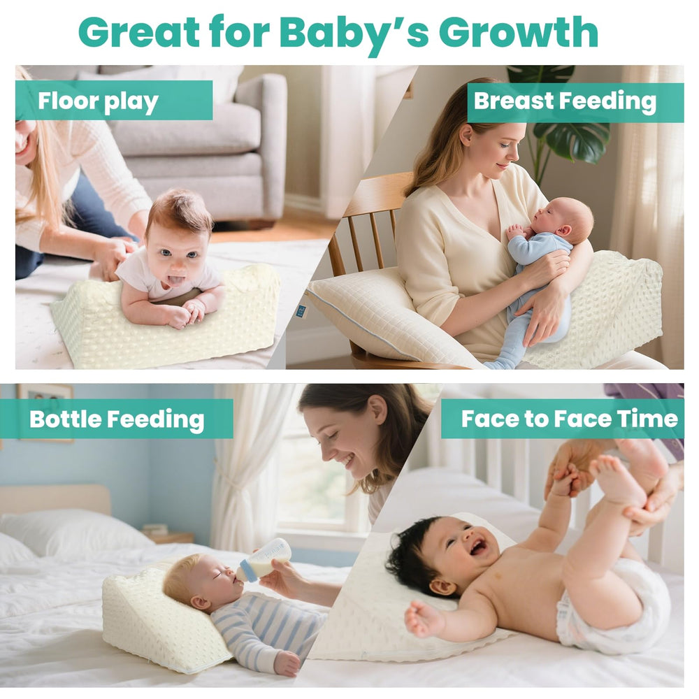 Baby Tummy Time Prop provides neck and shoulder support during feeding