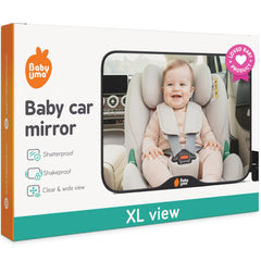Baby Uma Baby Car Mirror backseat view helps parents monitor rear-facing infants on the go