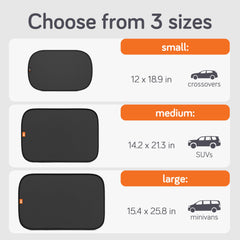 Baby Uma car window shades 2-pack installed on a car window to curb glare.