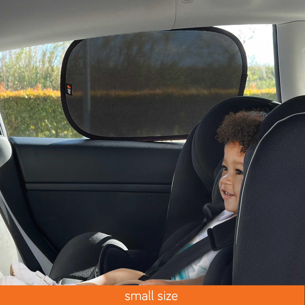 Baby Uma car window shades travel pouch keeps them organized.