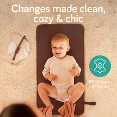 Baby Uma foldable travel changing pad comfortably goes from home to car.