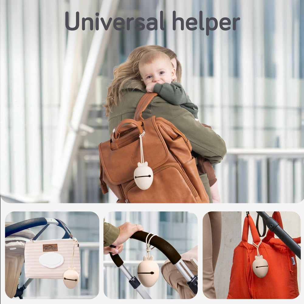 Baby Uma pacifier holder case holds two pacis securely