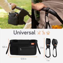 Baby Uma zip-off wrist bag offers off-stroller convenience and hands-free carrying.