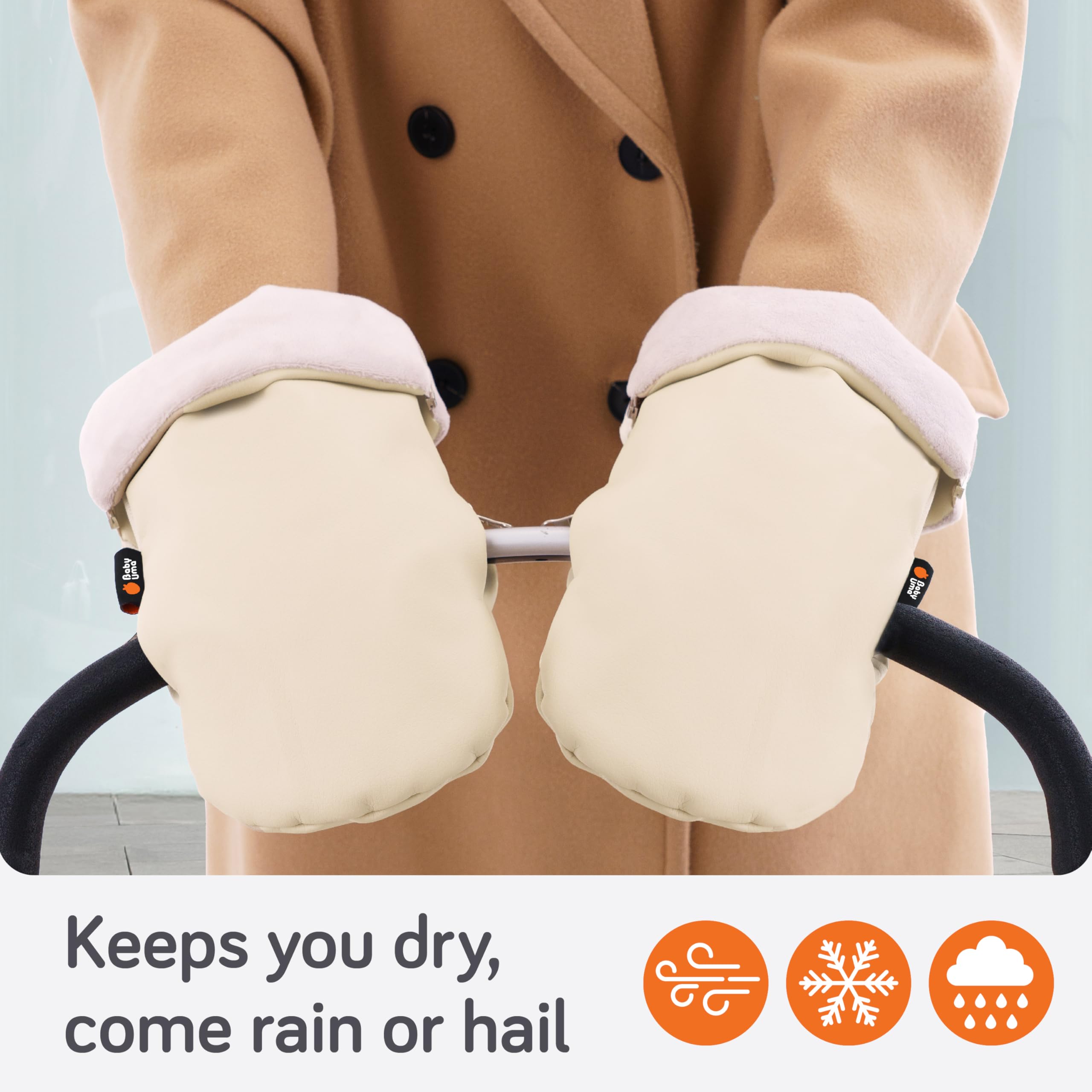 Baby Uma beige color adds neutral style to winter outings.