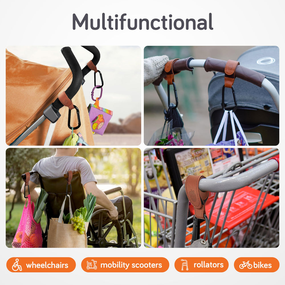 Baby Uma stroller hooks feature a non-slip design to keep items in place