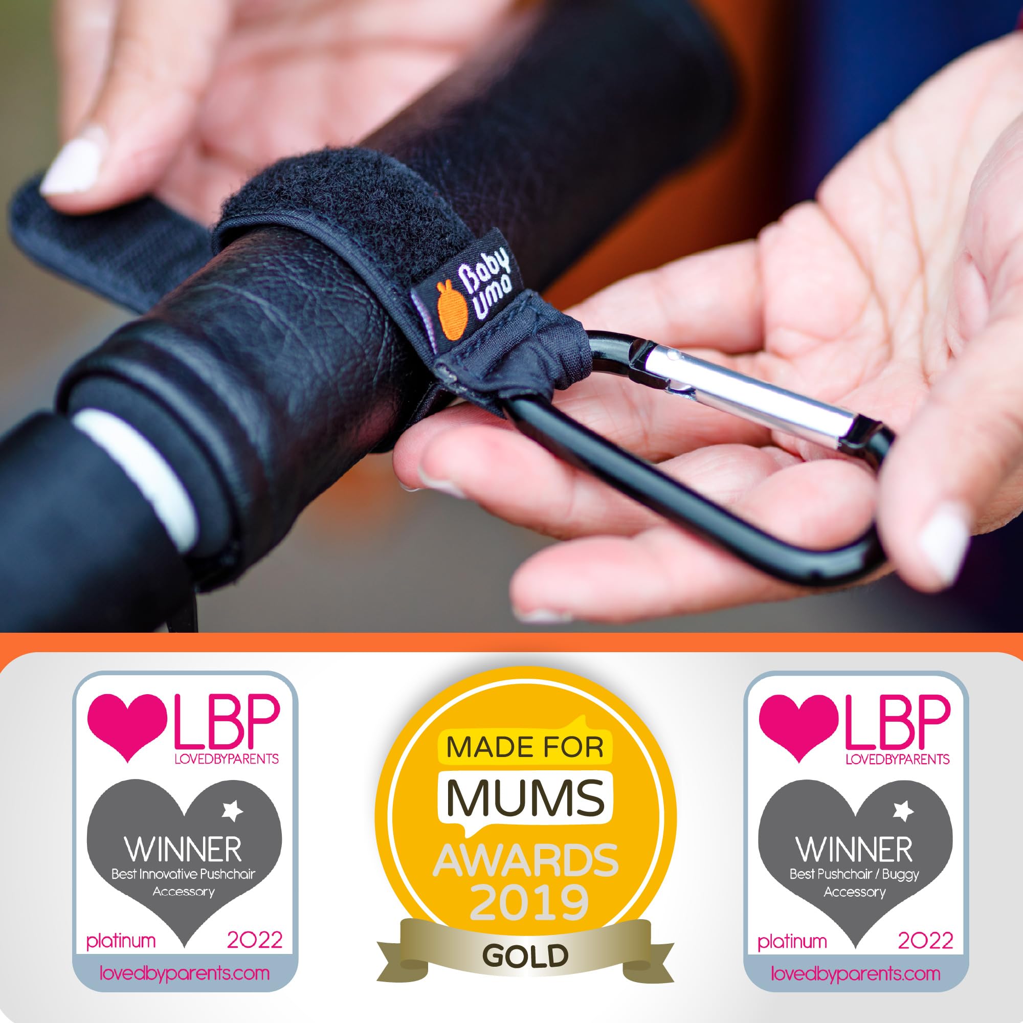 Baby Uma hooks can attach to wheelchairs for added versatility.