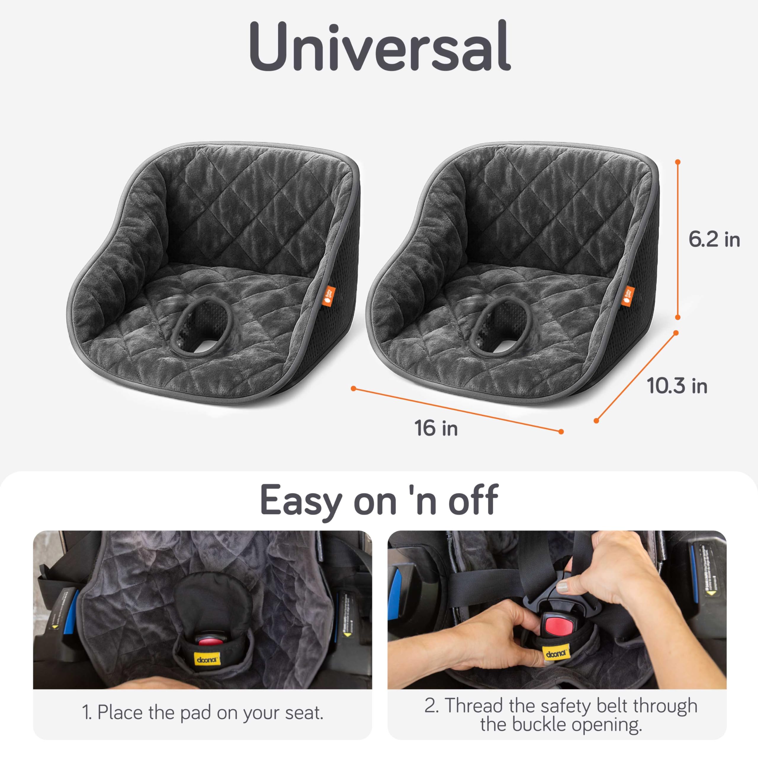 Baby Uma universal fit supports 3-point and 5-point harnesses.
