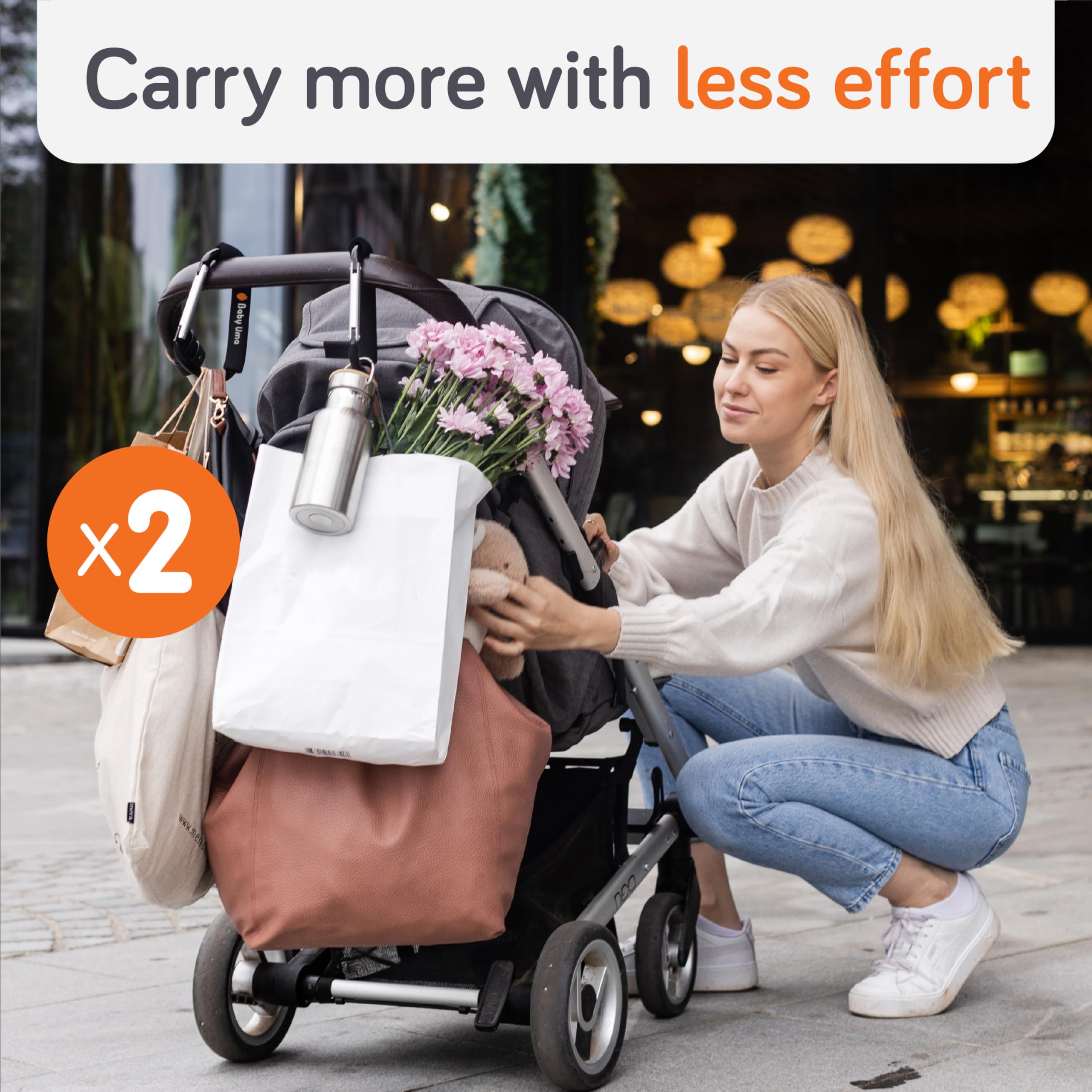 Baby Uma XL non-slip design protects stroller while holding items