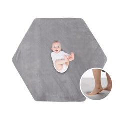 BabyAlly Baby Play Mat grey surface closeup with thick foam cushioning for knees