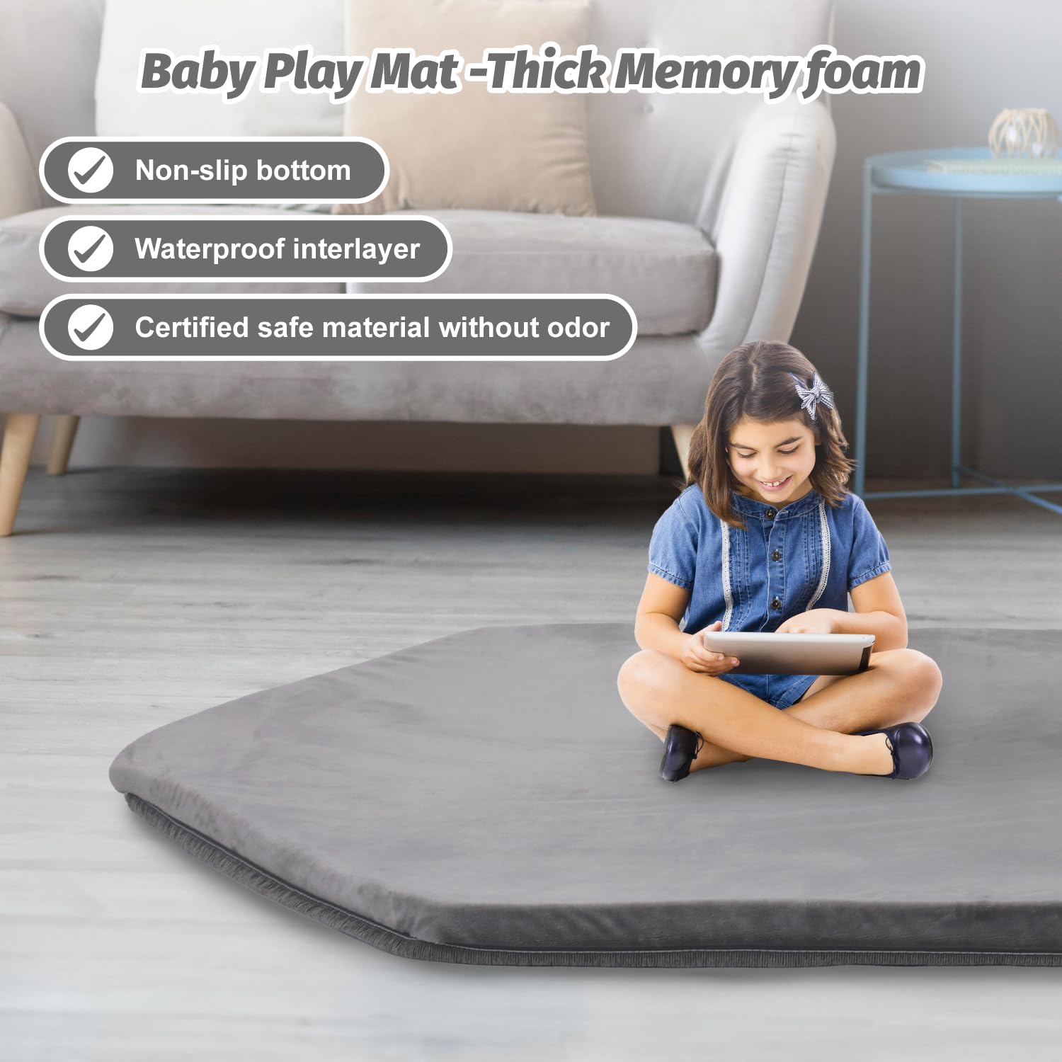 BabyAlly Baby Play Mat living room setup demonstrates versatile use