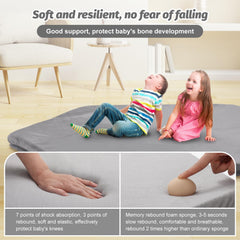 BabyAlly Baby Play Mat thick foam closeup illustrates non-slip bottom for safe play