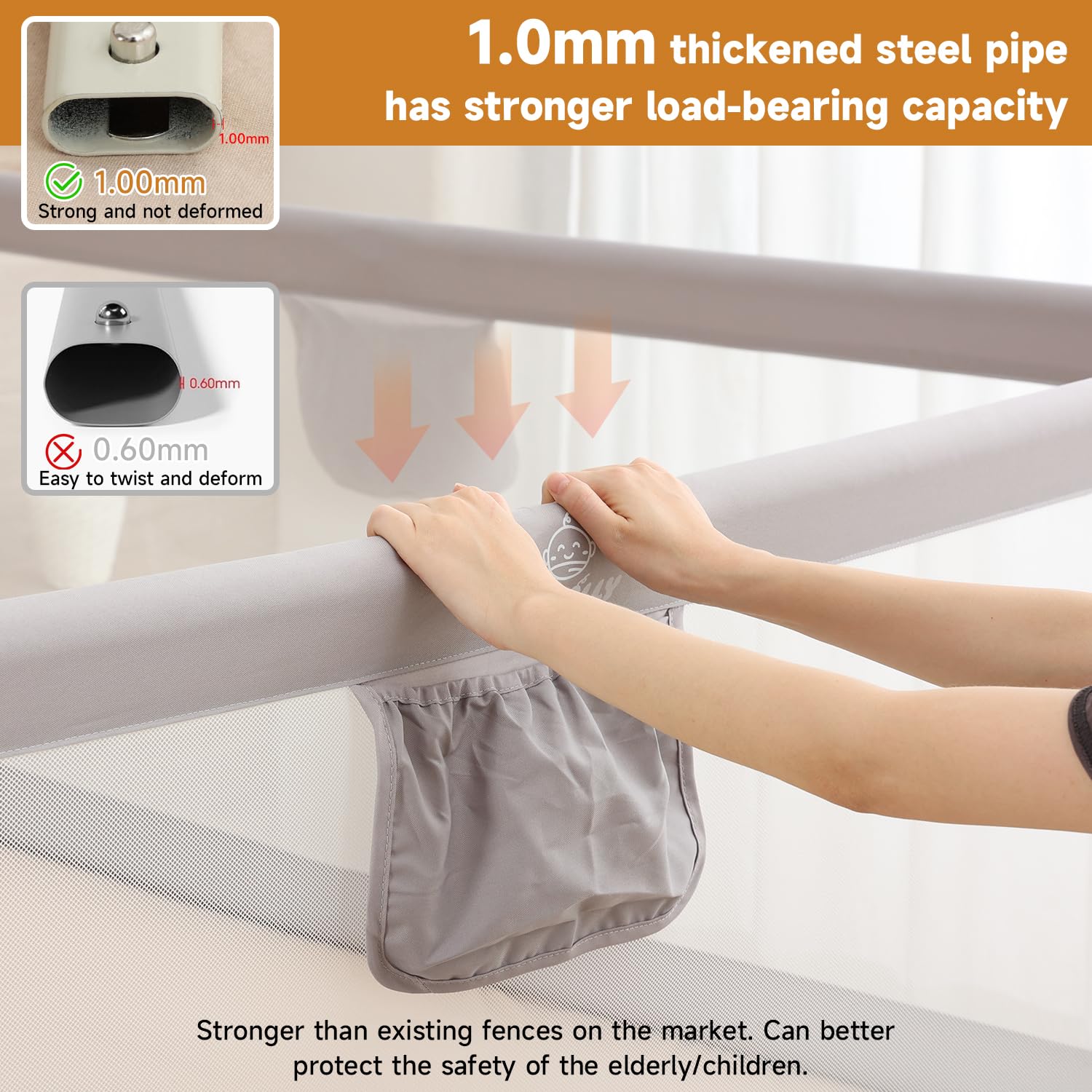 BabyAlly Bed Rail 0-gap-fit-tube ensures no gaps between mattress and rail for safety