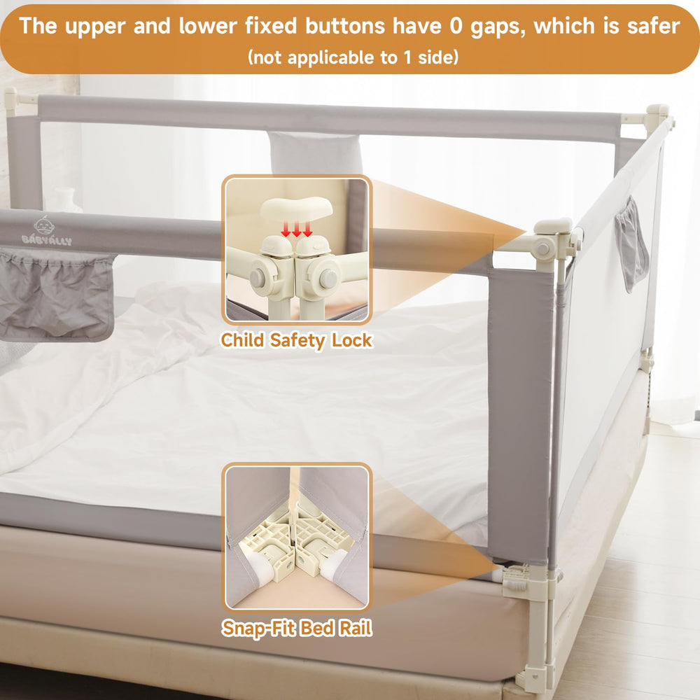 BabyAlly bed rail f-tube fit emphasizes zero gaps for safety