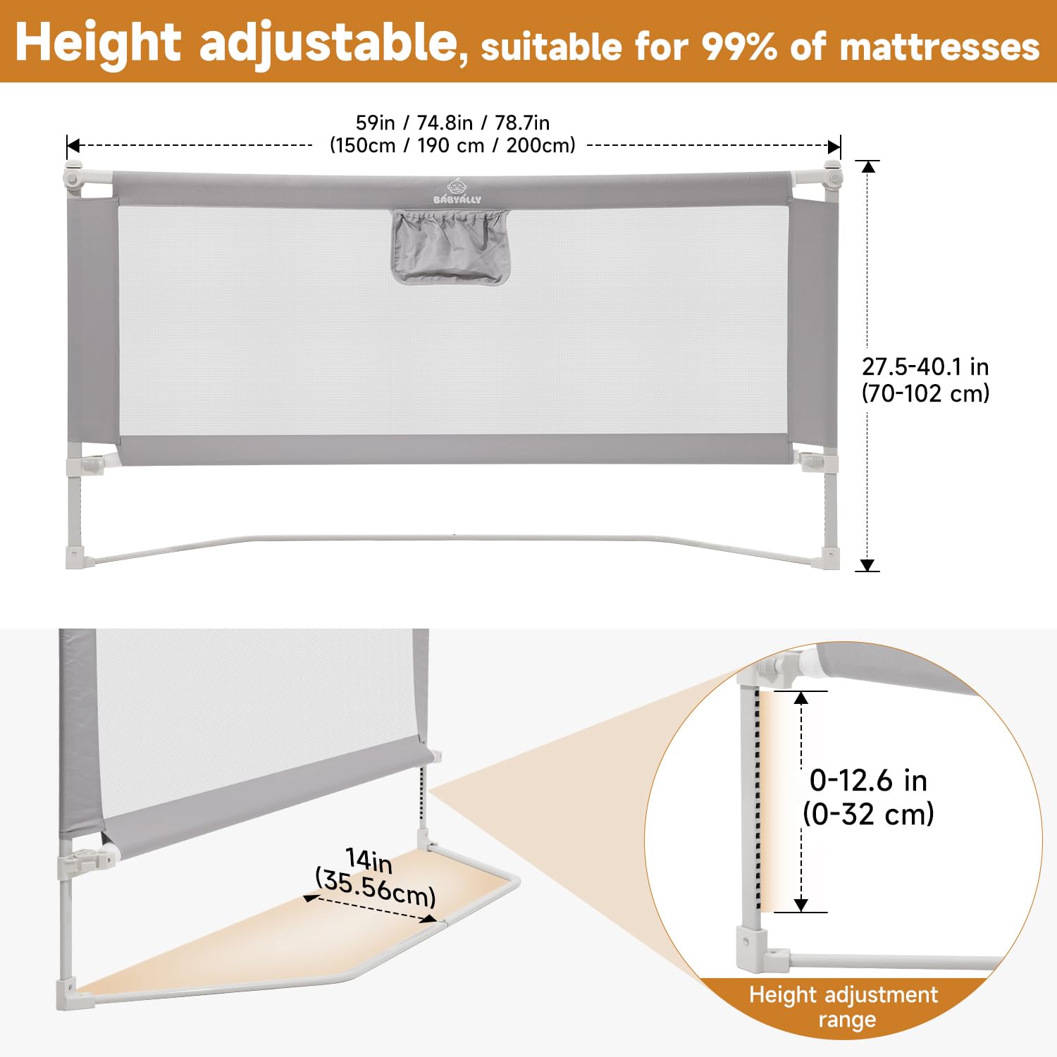 BabyAlly Bed Rail safe-non-toxic-materials offers breathable, durable construction