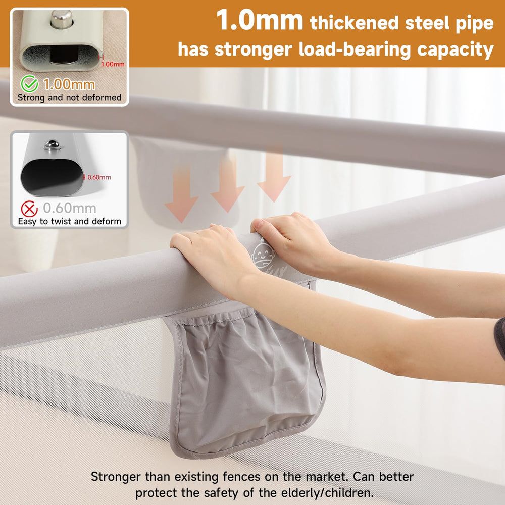 BabyAlly bed rail with U-shaped base adds stability under the mattress.