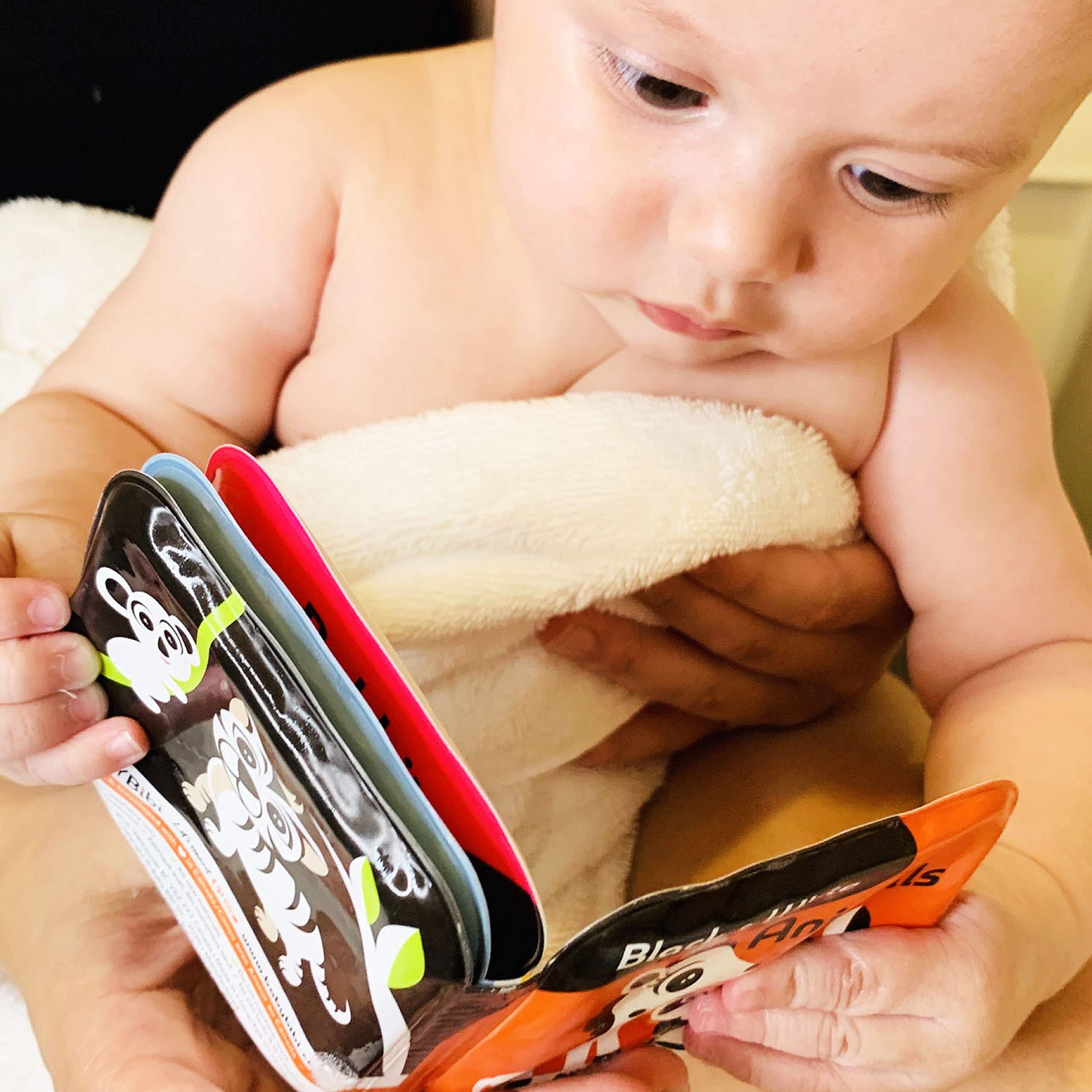BabyBibi floating bath books vegetables numbers shapes animals shows four themes stimulating early learning in water