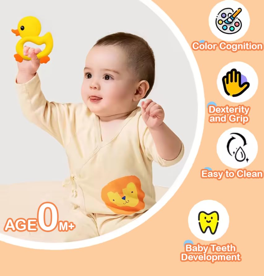 BabyBite duck teether easy-grip hand-hold for tiny fingers.