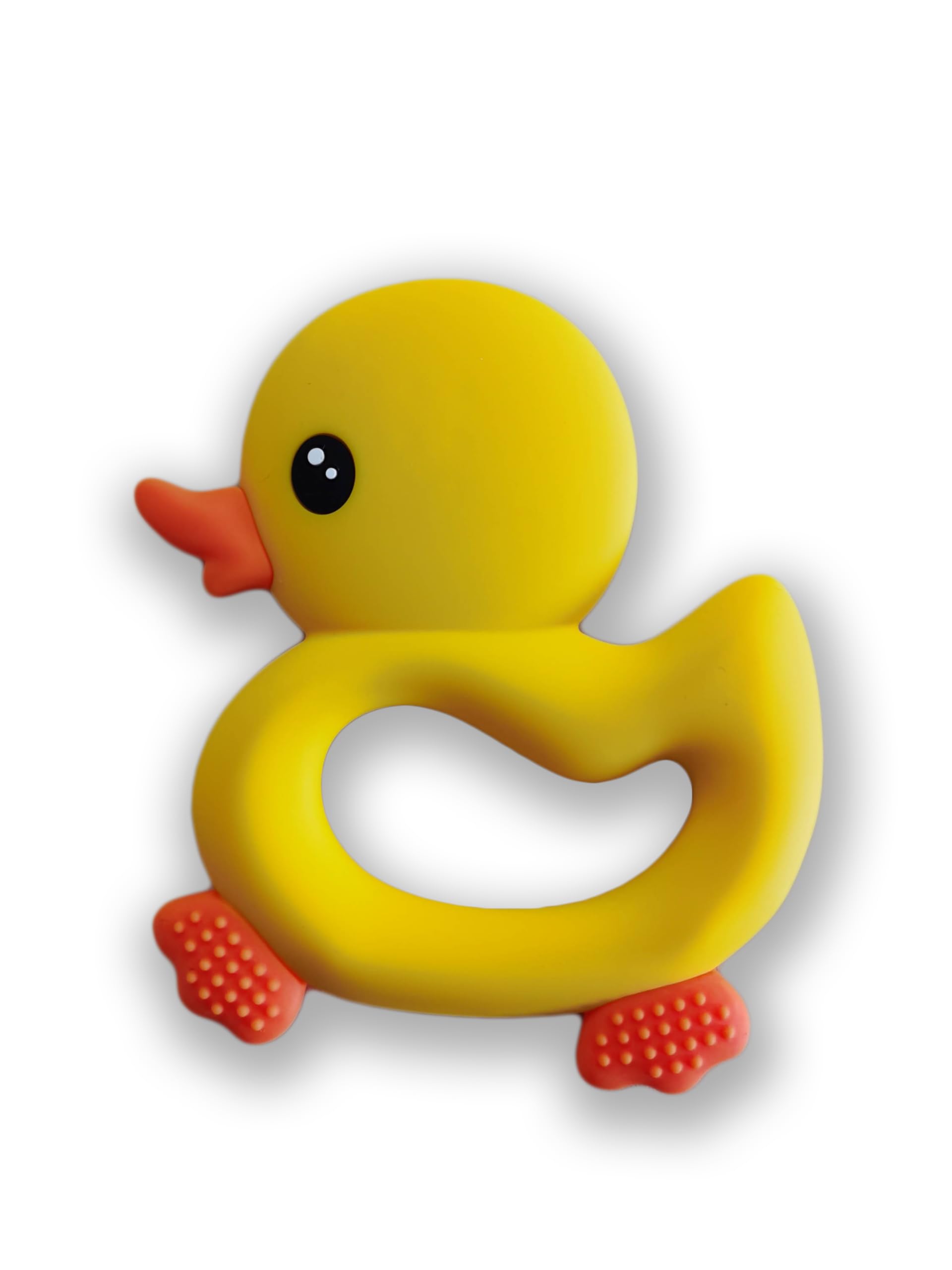 BabyBite duck teether yellow stroller-crib clip-ready for mobile teething on the go.