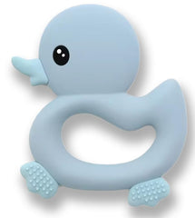 BabyBite teether dishwasher-safe design showcased with blue duck visuals.