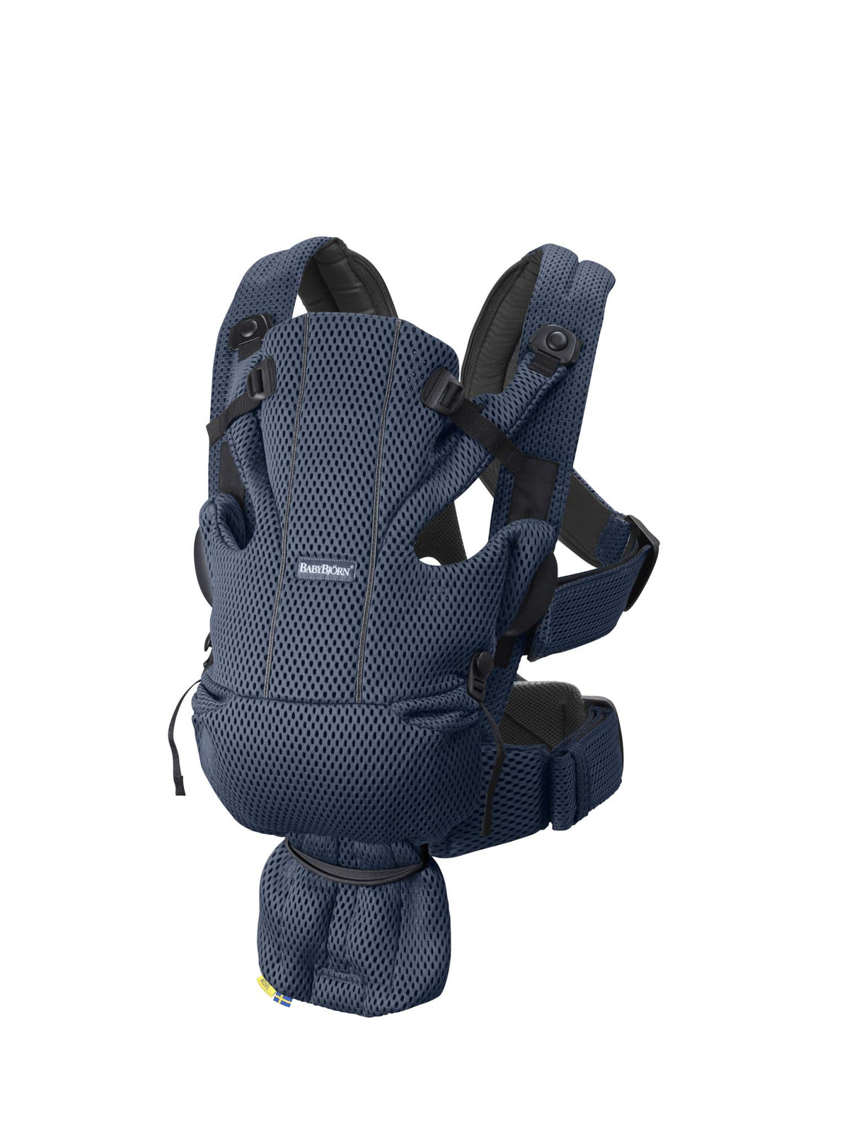 BabyBjörn Carrier Free 3D mesh front view shows breathable comfort for parent and baby.