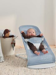 BabyBjörn Bouncer Balance Soft demonstrates four-position adjustment for growing infant