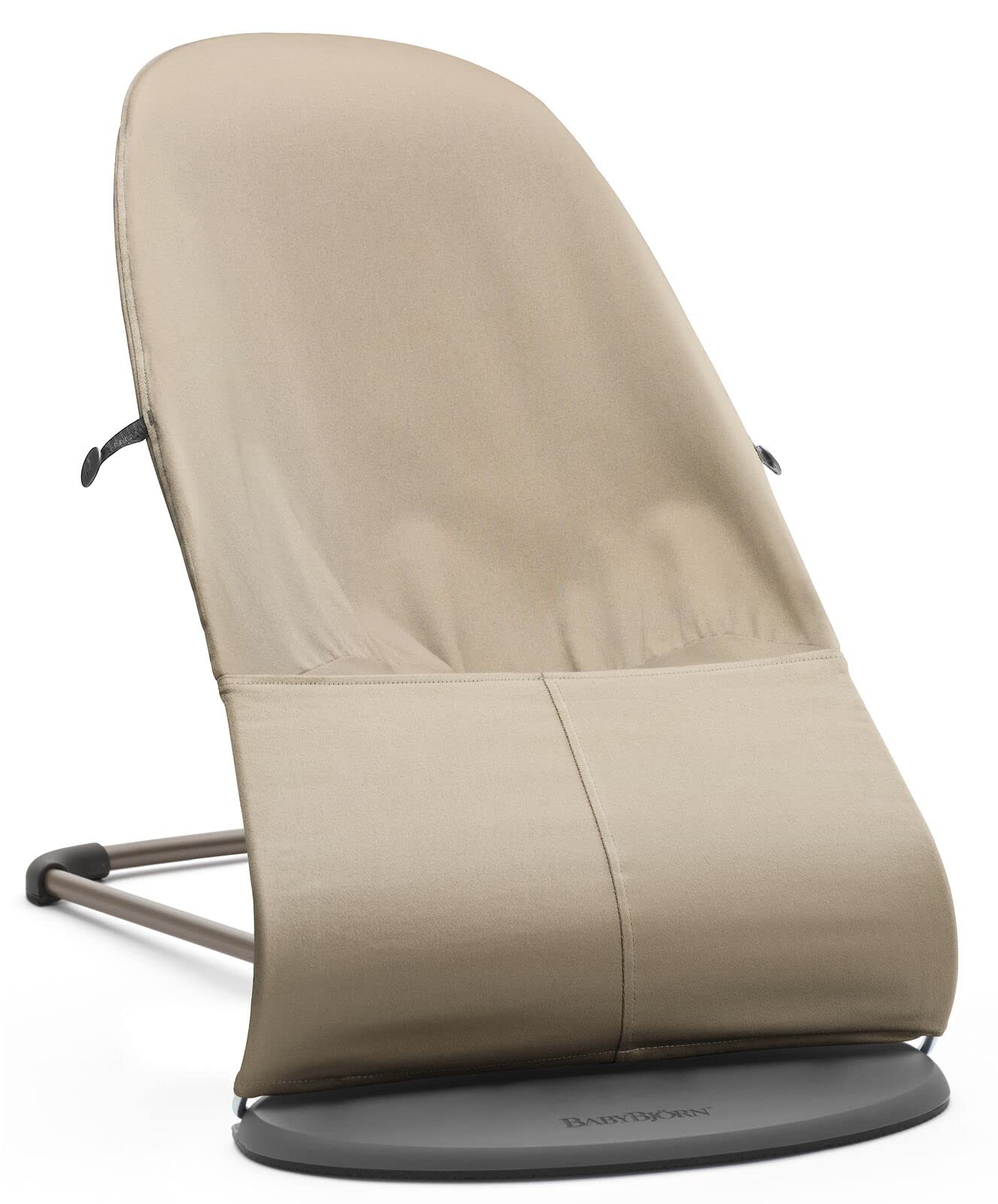BabyBjörn Bouncer Balance Soft close-up shows ergonomic back, neck and head support