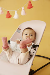 BabyBjörn Bouncer Balance Soft close-up seat fabric shows snug newborn comfort.