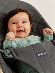 BabyBjörn Bouncer Bliss 3D Jersey close-up shows breathable, skin-friendly texture.