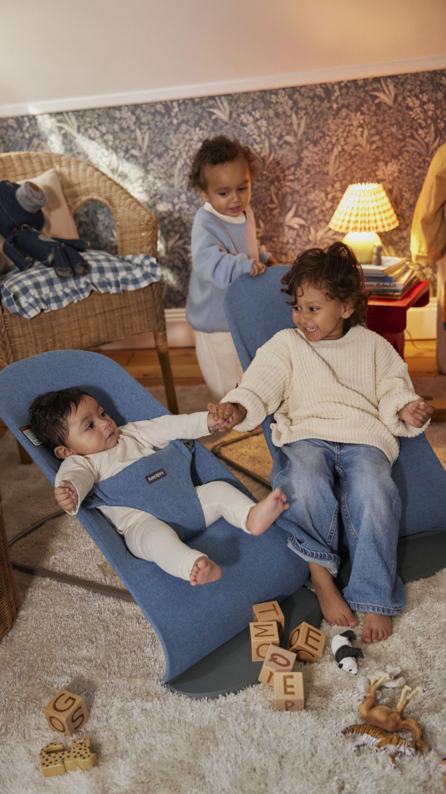 BabyBjörn Bouncer Bliss blue packed and portable design for travel