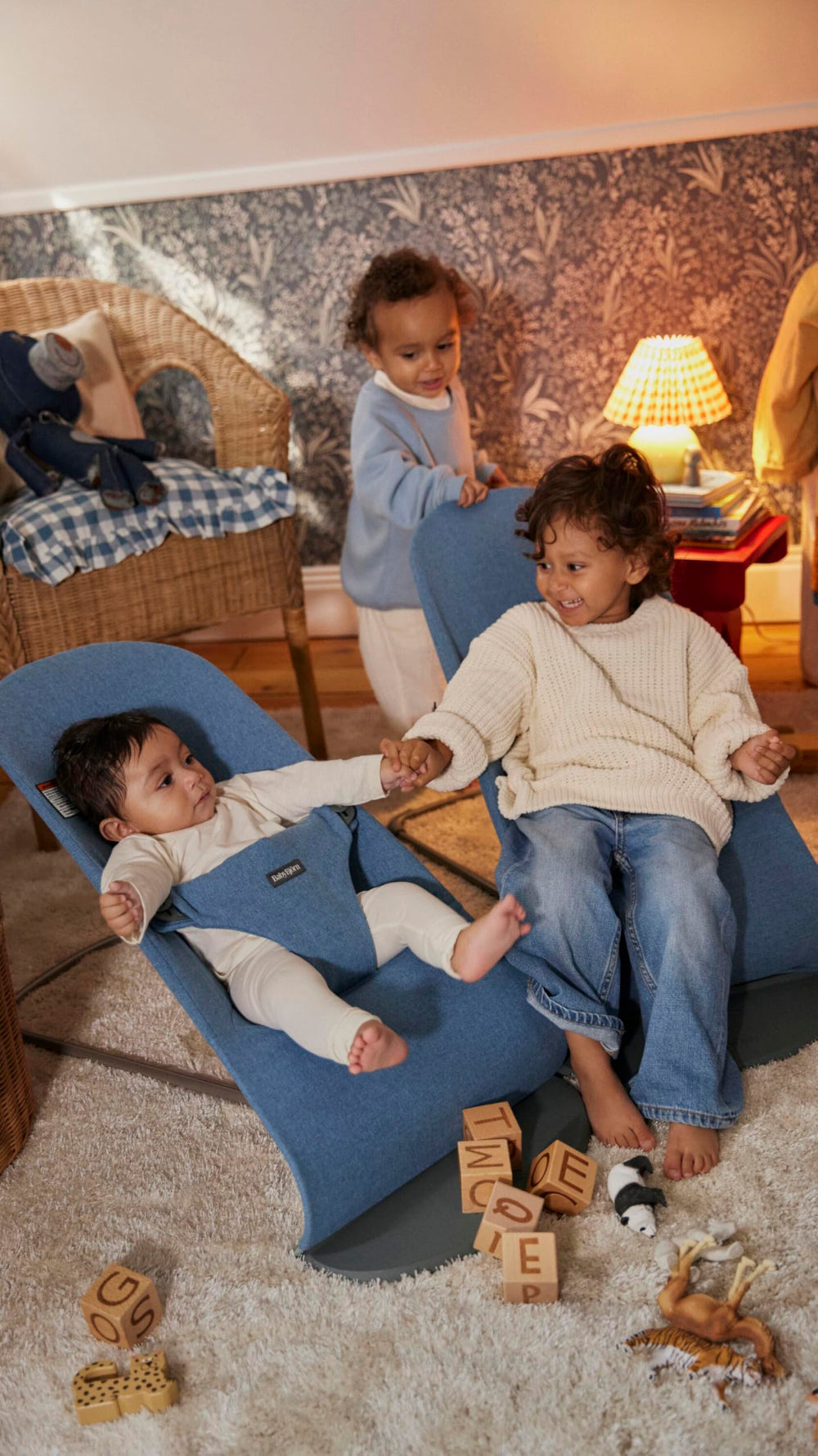BabyBjörn Bouncer Bliss blue packed and portable design for travel