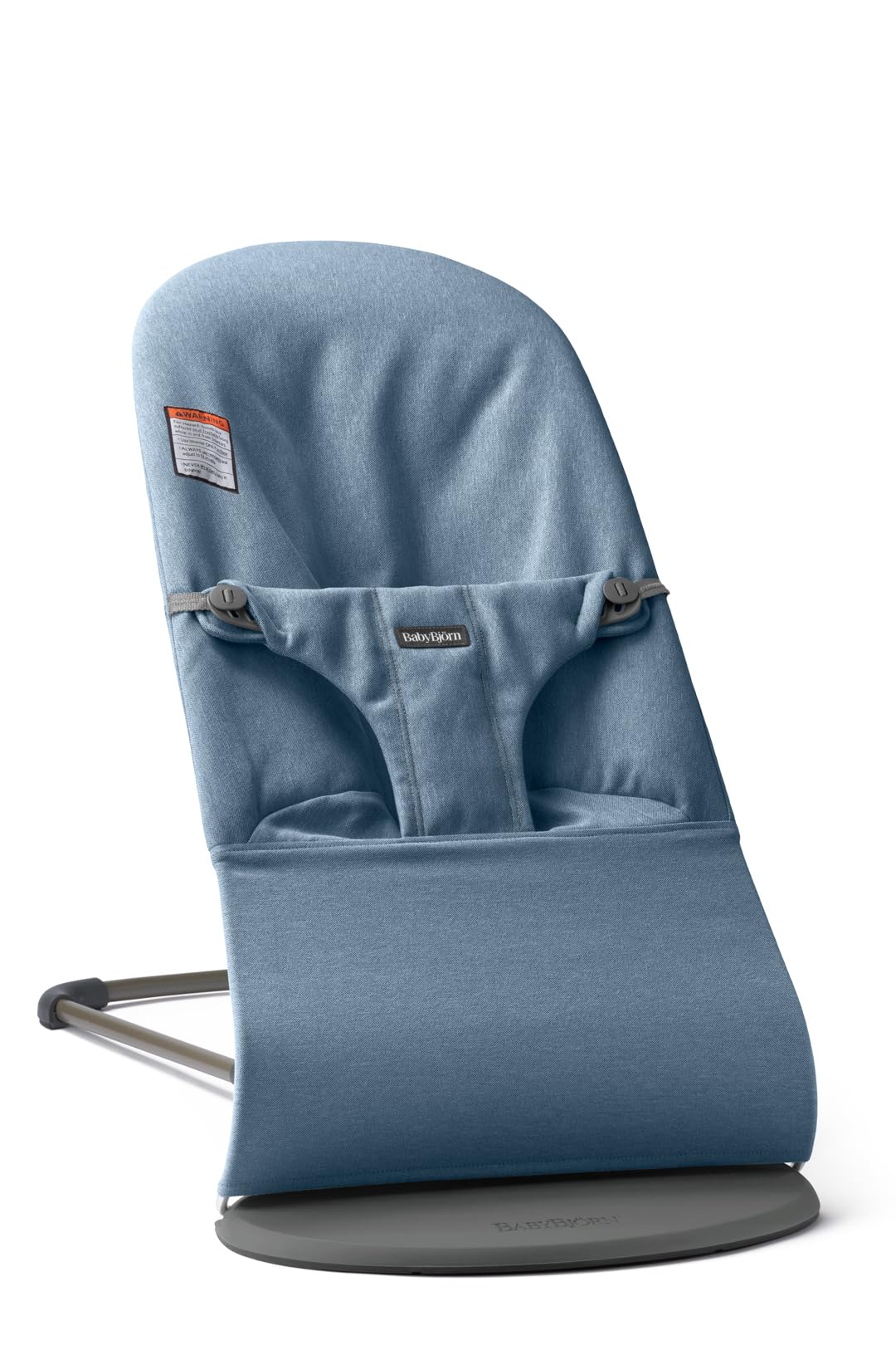 BabyBjörn Bouncer Bliss blue side view for soothing, hands-free playtime