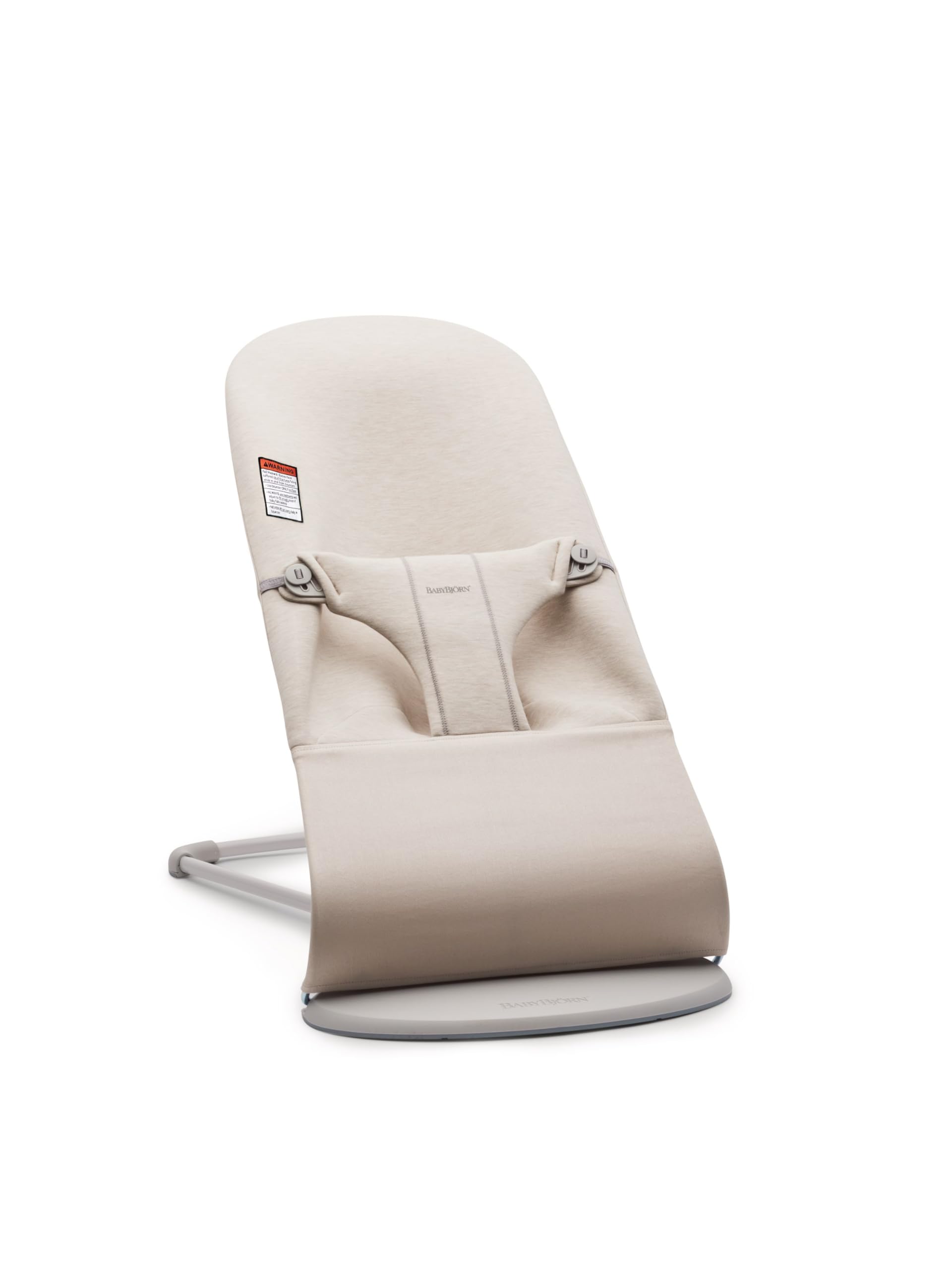 BabyBjörn Bouncer Bliss light beige 3D jersey shows cozy comfort and portable ease for quick tasks.