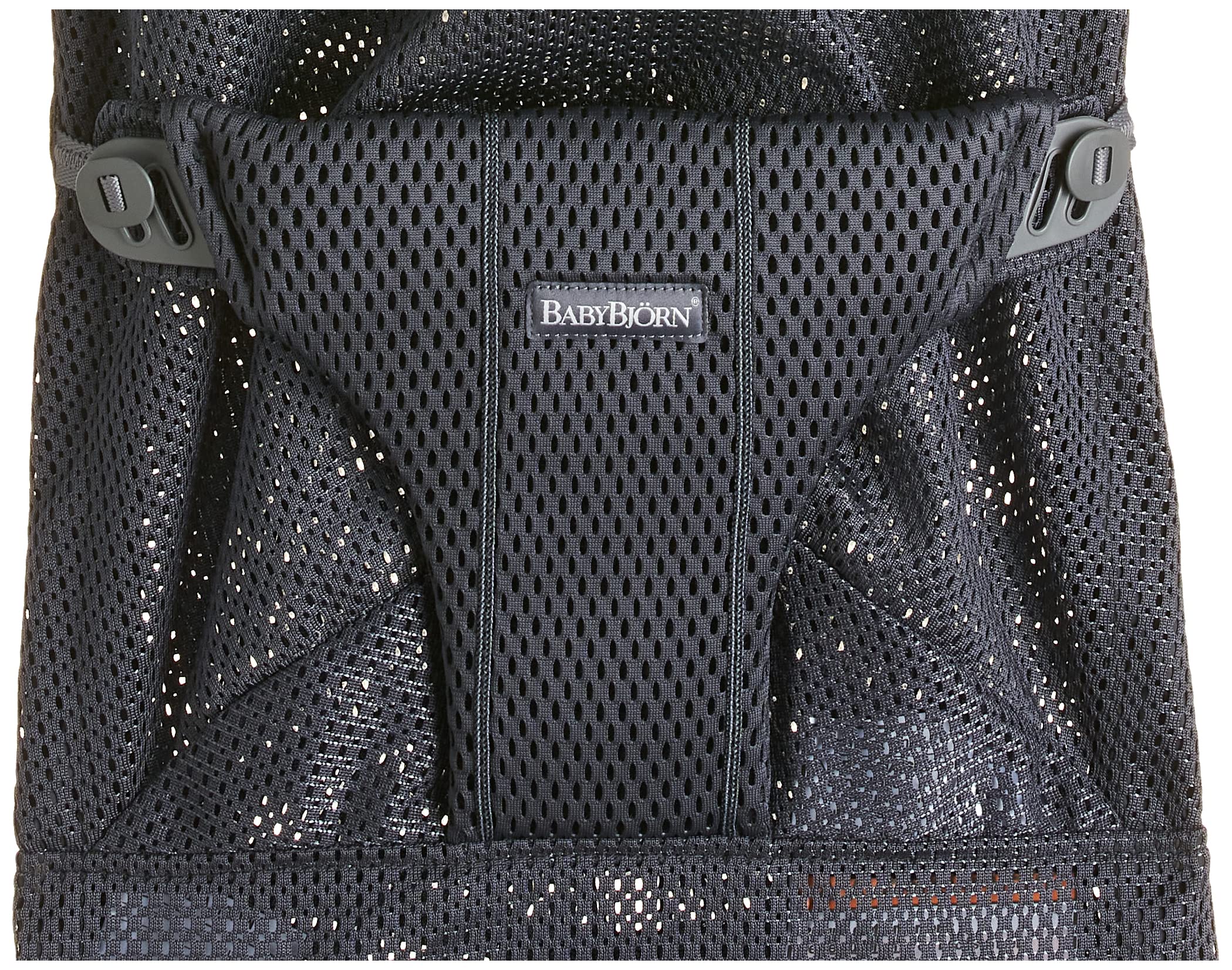 Removable fabric seat detached from bouncer frame for easy cleaning