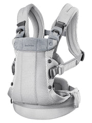 BabyBjörn Harmony close-up of soft mesh fabric highlighting breathable comfort for babywearing.