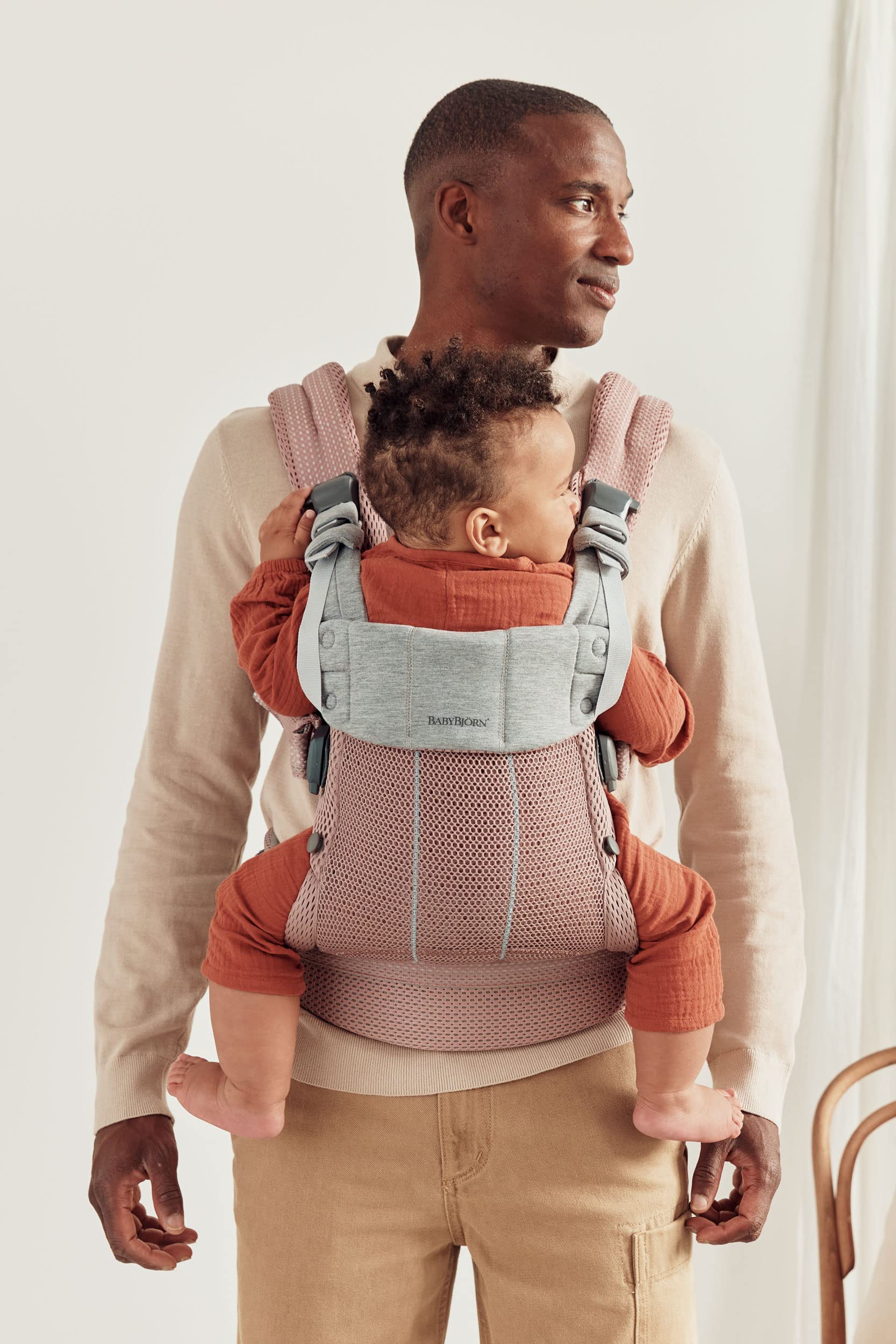Harmony dusty pink breathable fabric highlights soft, skin-friendly material for daily cuddles.