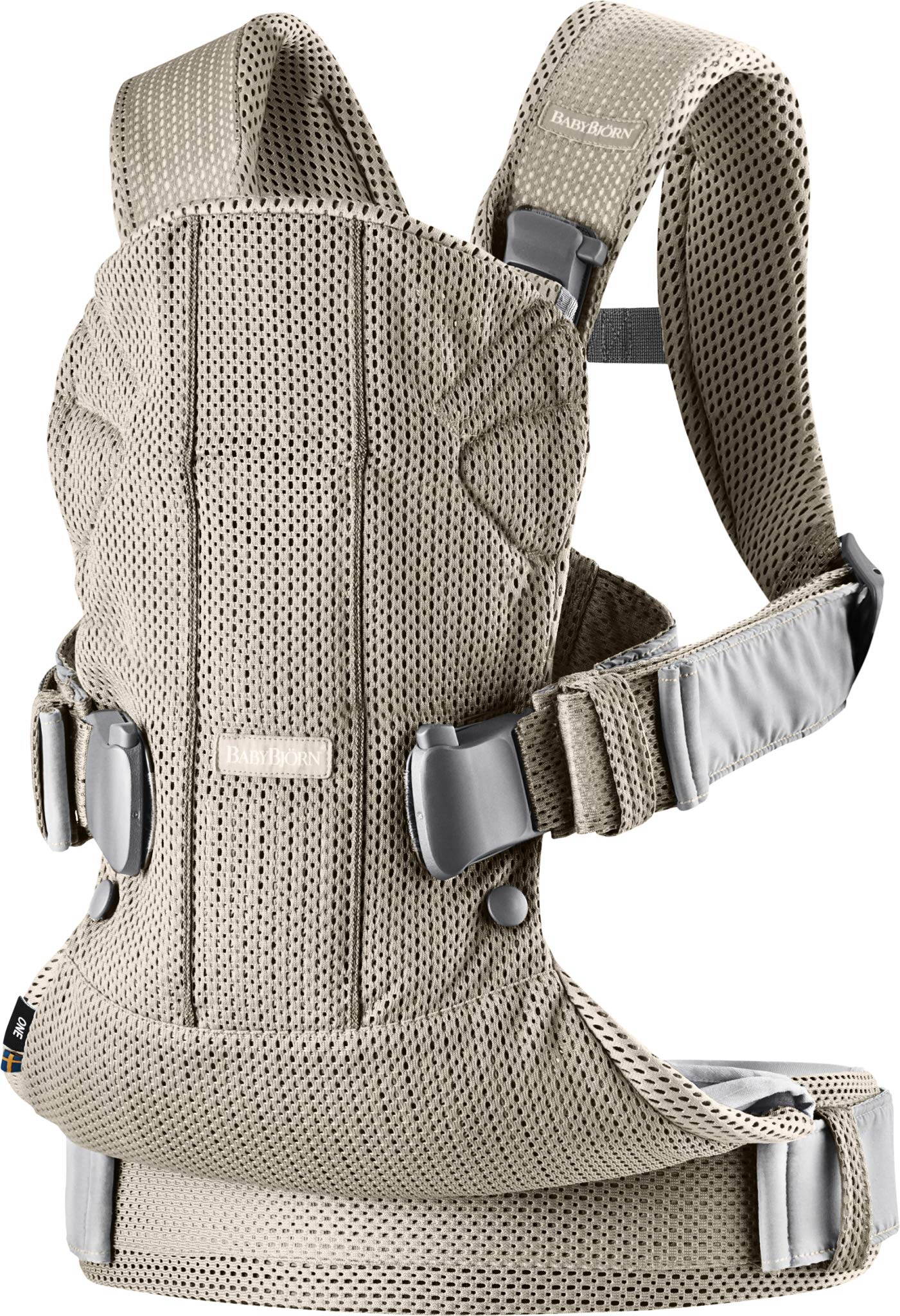 BabyBjörn One Air padded shoulder straps provide comfortable support for wearers.