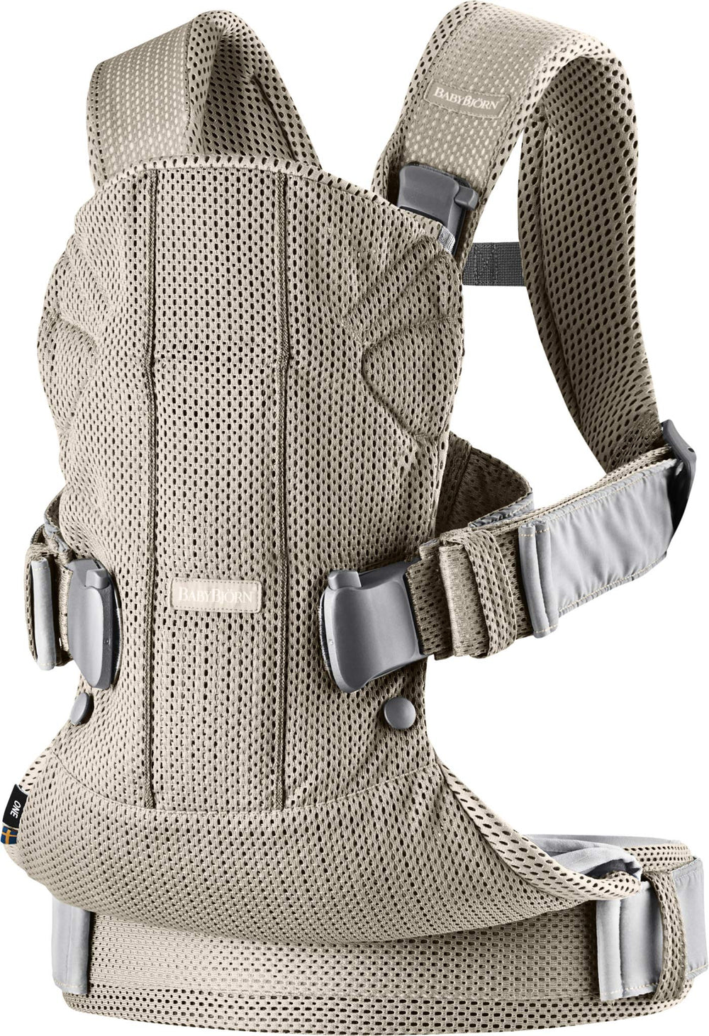 BabyBjörn One Air padded shoulder straps provide comfortable support for wearers.