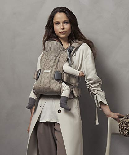 BabyBjörn One Air greige color emphasizes versatile, machine-washable daily wear.