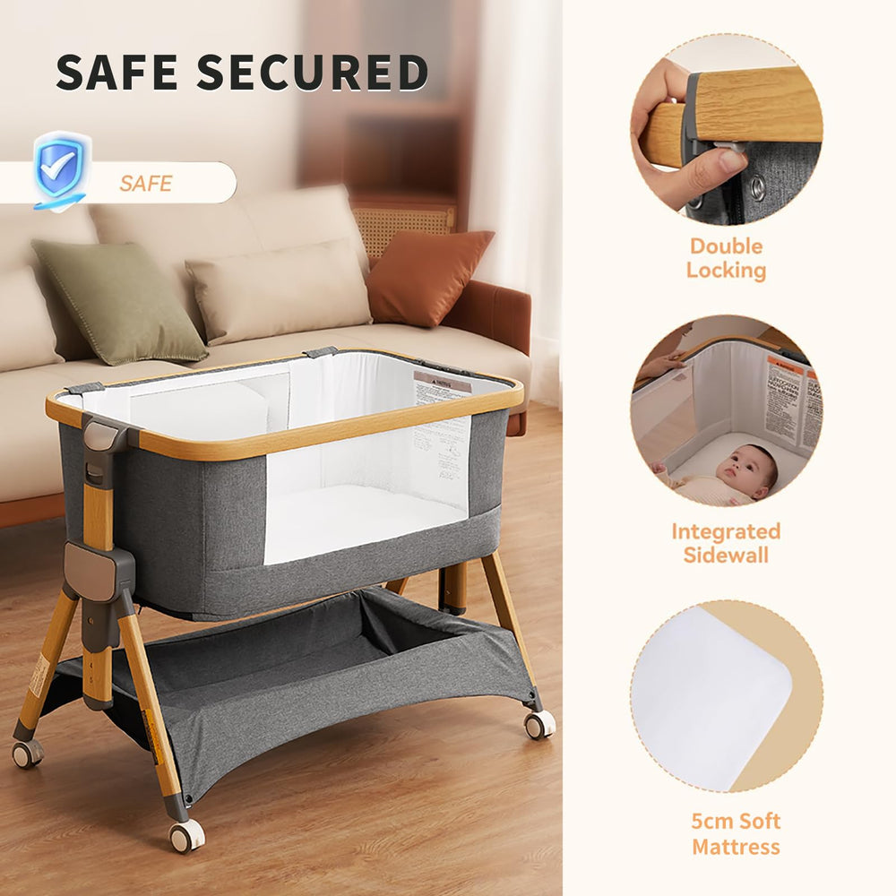 babyboat Cozy2 height-adjustments provide customizable sleep height for parents.