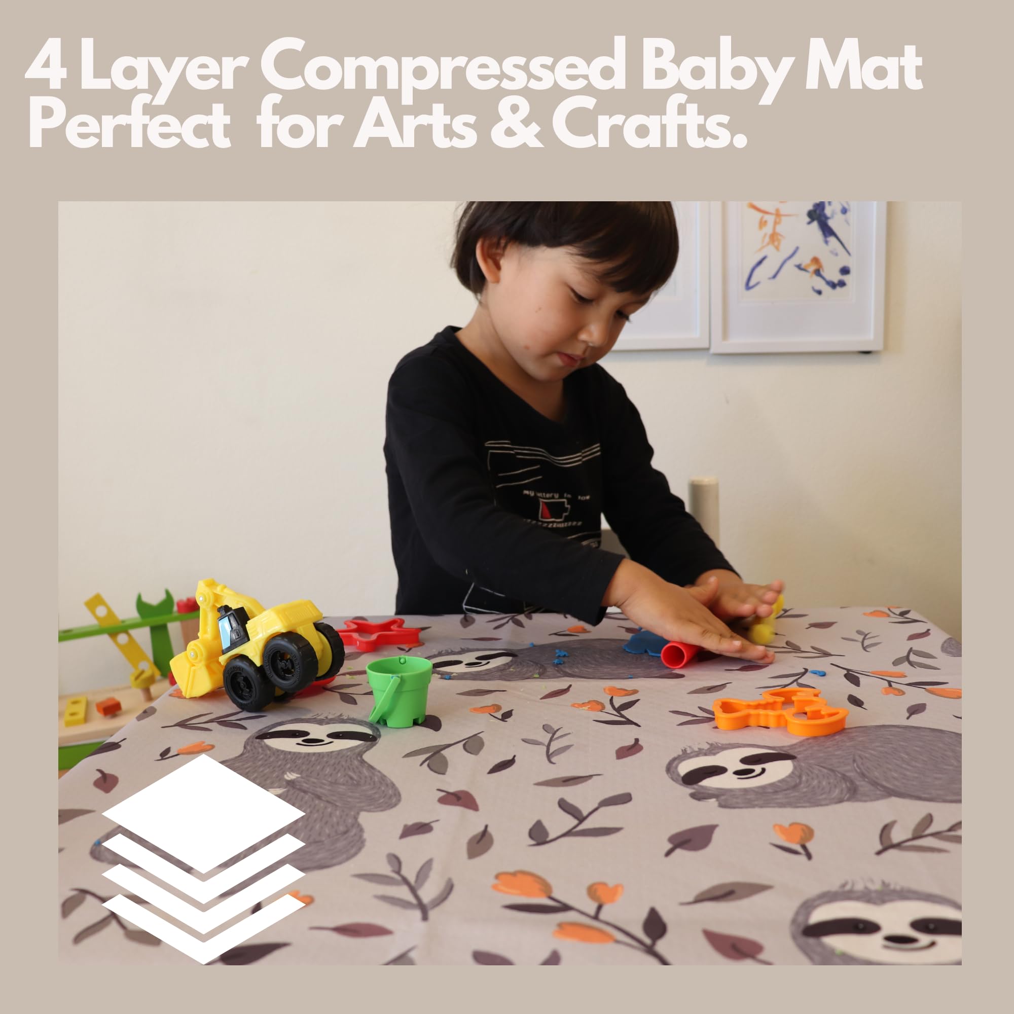 Babyboet Splat Mat square 51x51 inches provides ample coverage.