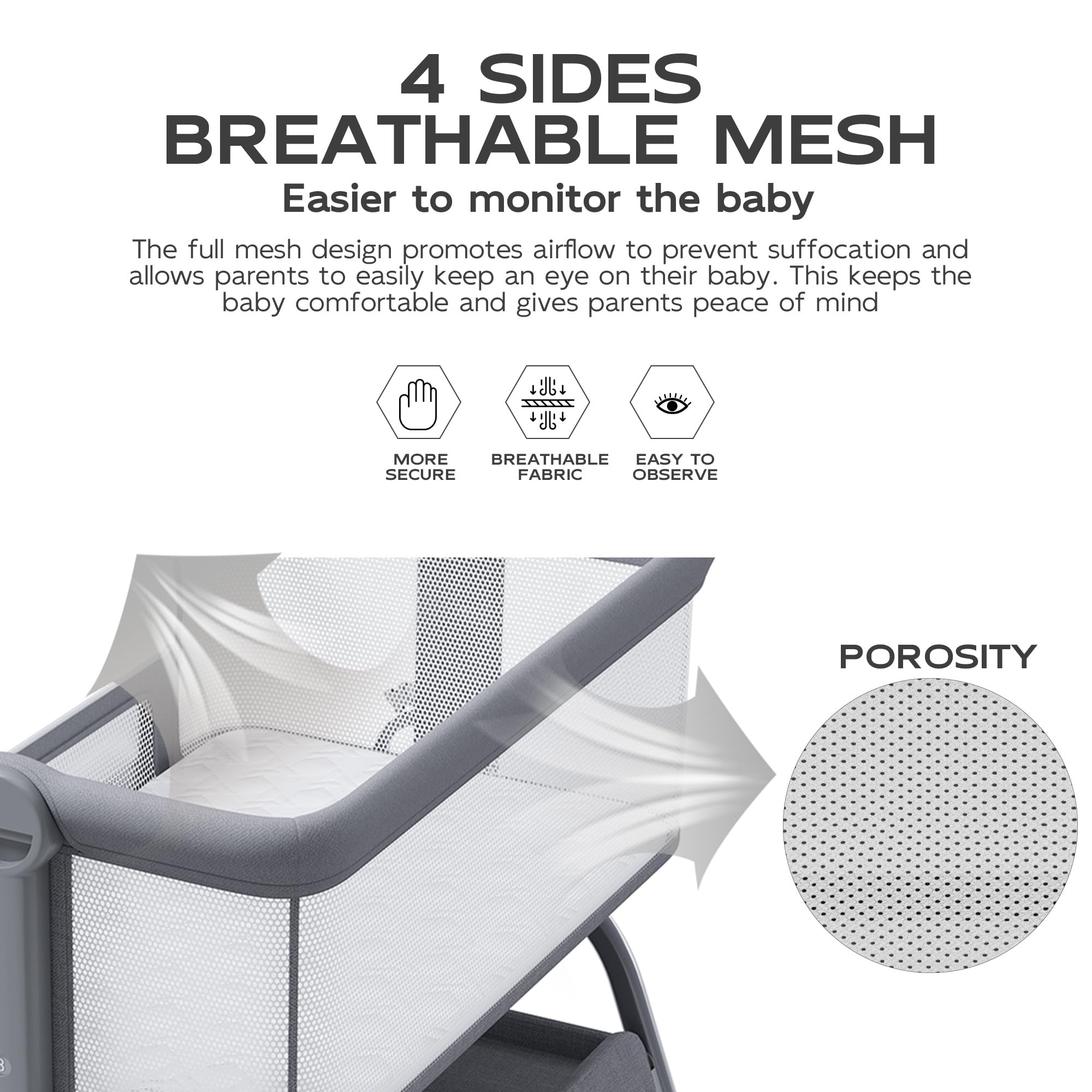 BabyBond fabric dual-side sheet highlights skin-friendly and waterproof layer.